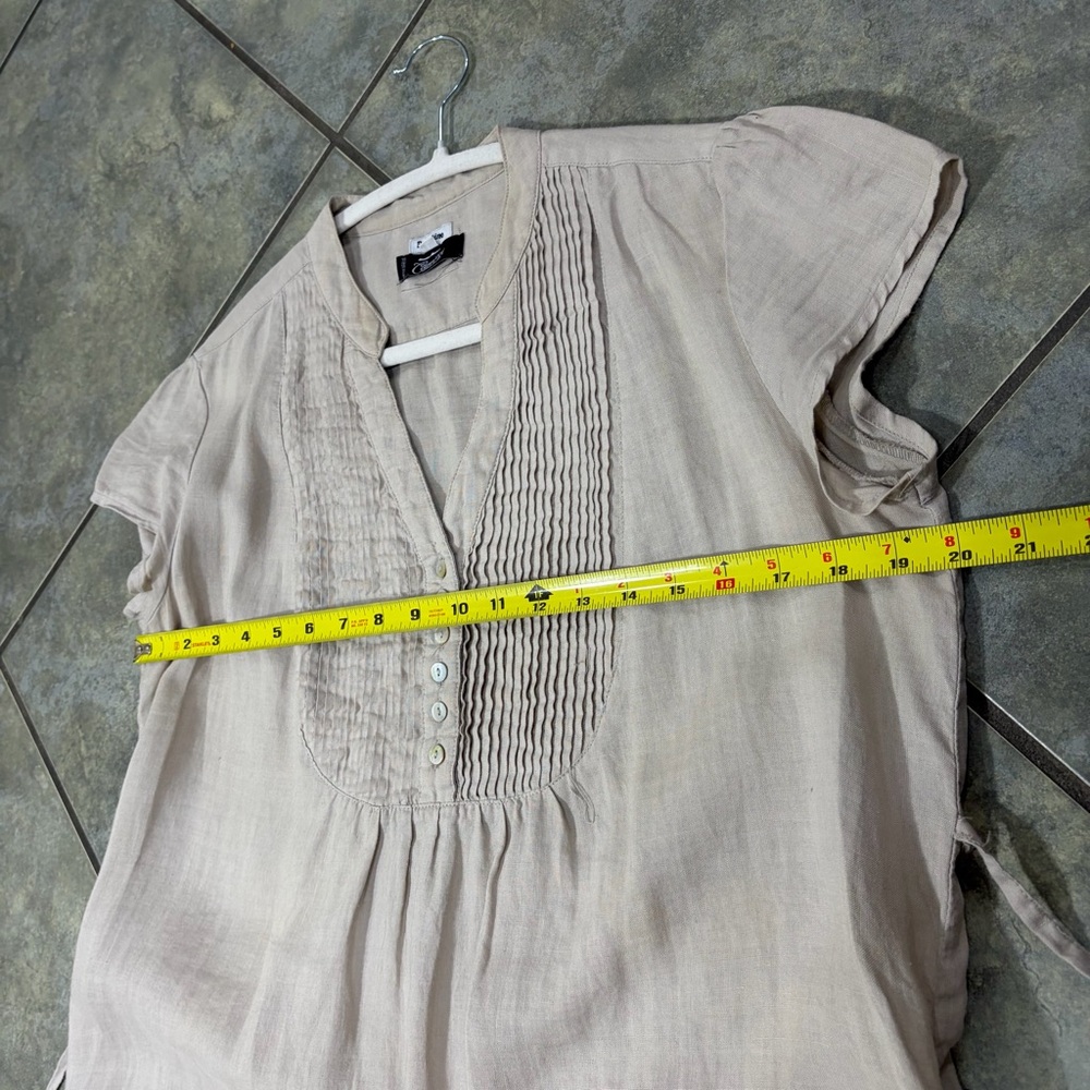 Capricci Linen Midi Dress Women Sz L Beige Cottage Boho Romantic Vacation Italy - Picture 9 of 10